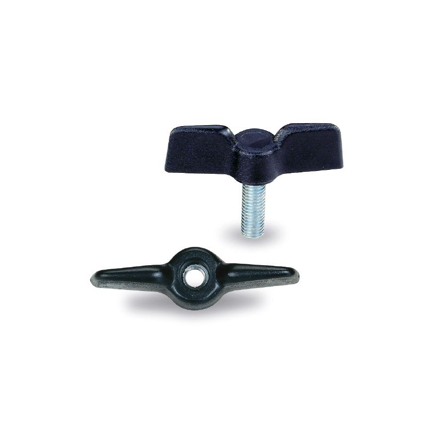 T- handles and wing knobs : Knob CV 
in composite plastic 